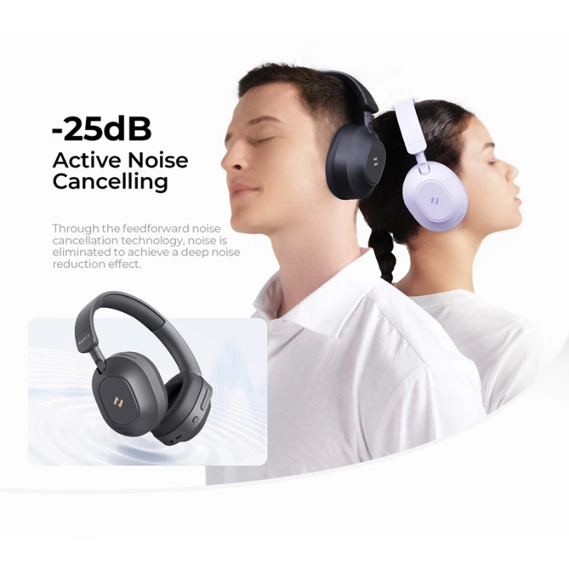 HAVIT H668BT Headphone | Active Noise Cancellation | Super Long Battery-life | DualDevice Connection
