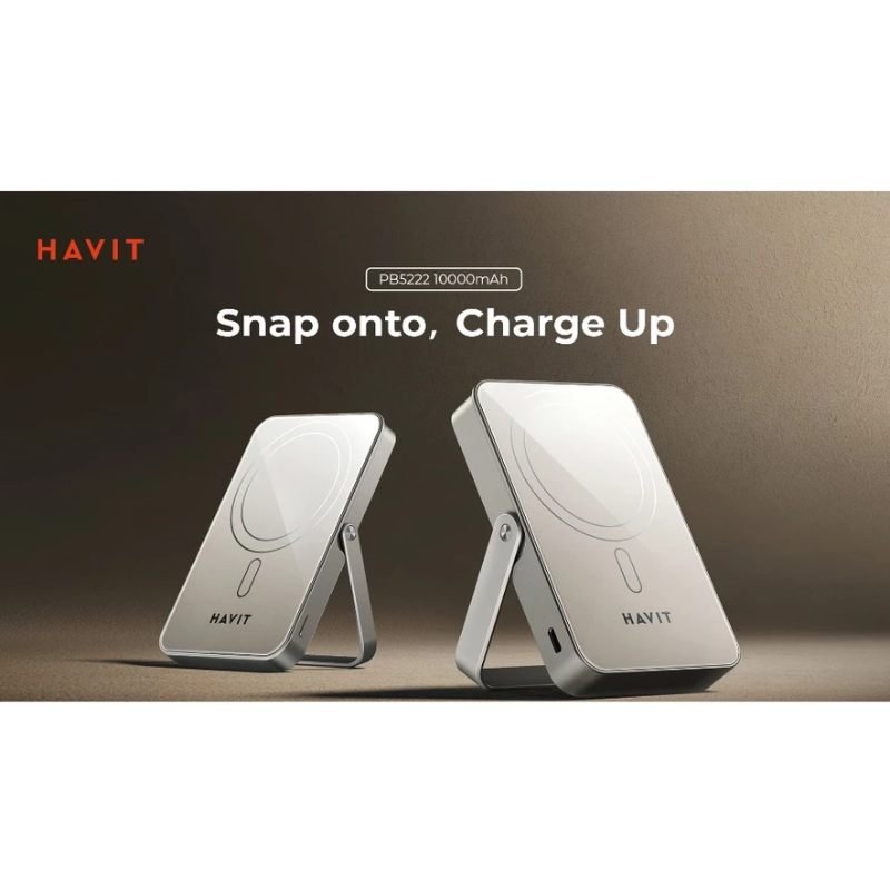 HAVIT PB5222 10000mAh Powerbank | With Magnetic Wireless Power Bank & Holder | Aluminium Alloy