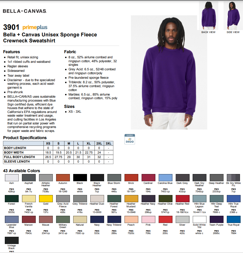 Bella Canvas Soft Blend Crewneck 