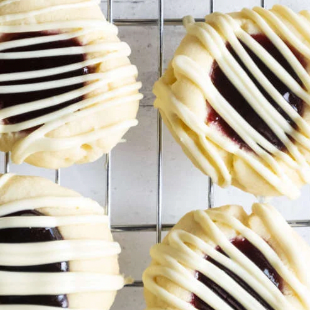 Raspberry White Chocolate Thumbprint Cookies 