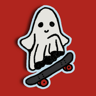 Skating Boo Sticker