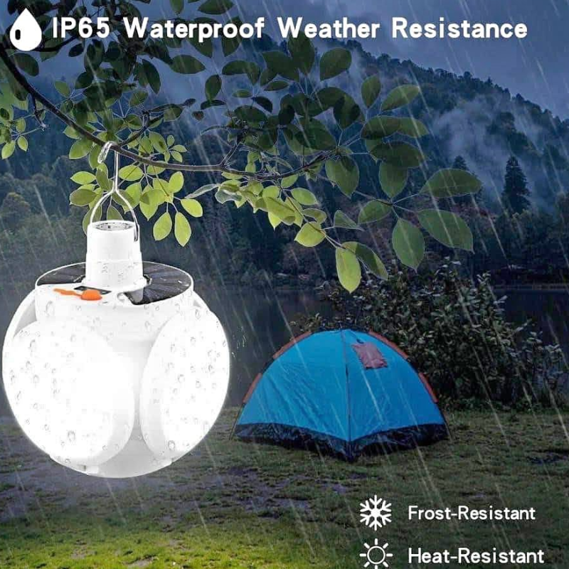 Lampe Solaire Flexible et Pliable avec Crochet, Éclairage d'Extérieur Étanche avec USB