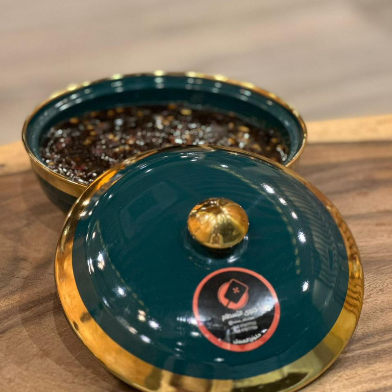  - إناء سيراميك مع الغطاء أخضر - وزن 2 كيلو جرام