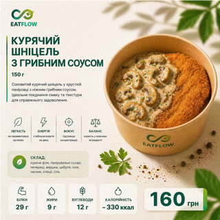 Курячий шніцель з грибним соусом (150 г) — 160 грн