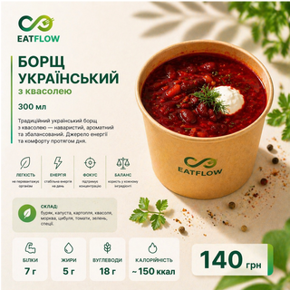Борщ український з квасолею (300 мл) — 140 грн