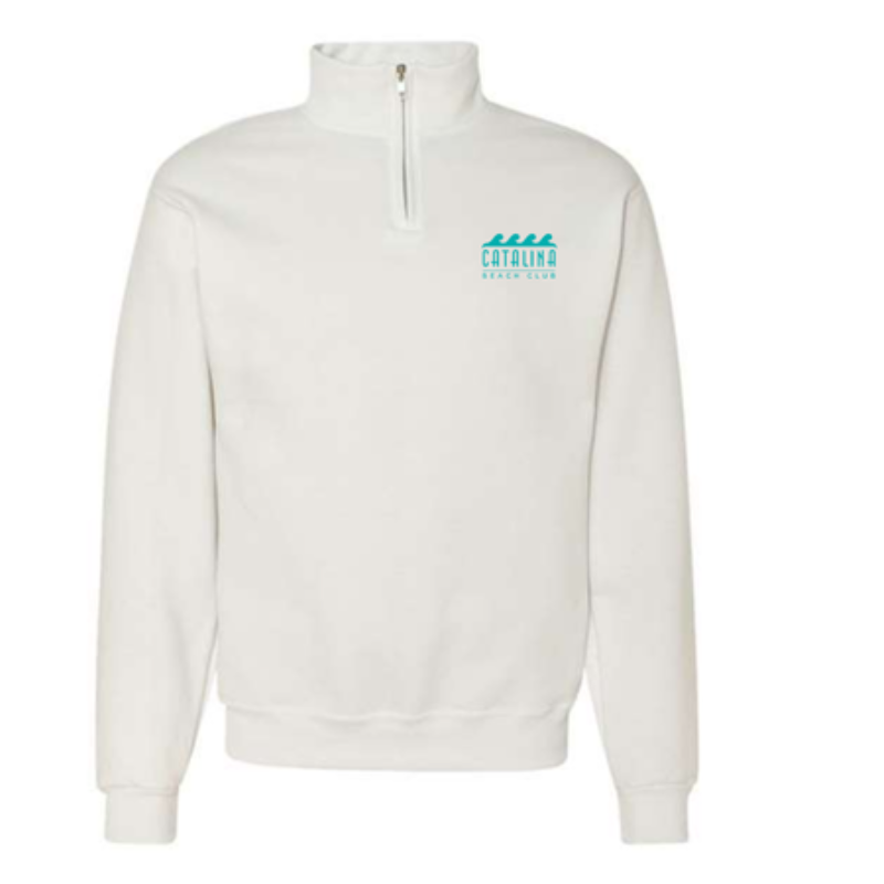 Catalina White Collar Quarter-Zip Sweatshirt