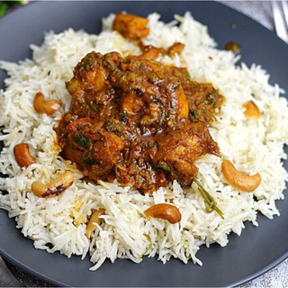 Ghee Rice and Chicken Curry
