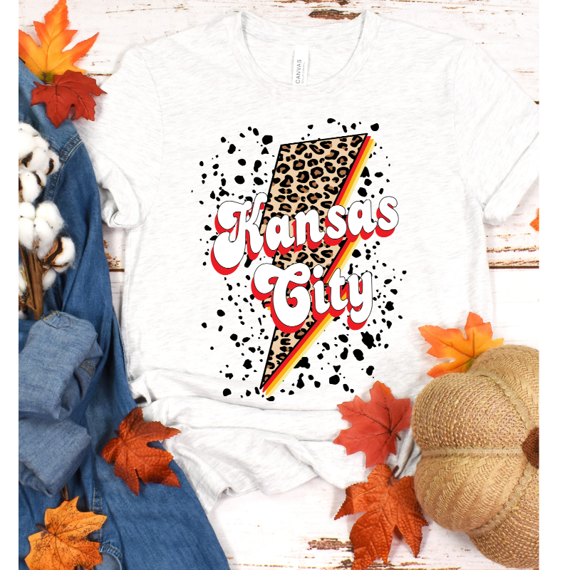 Kansas City Leopard T Shirt: Ash