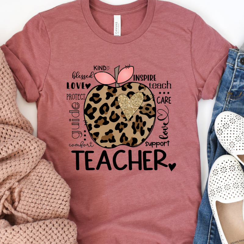 Leopard Print Apple  T Shirt 