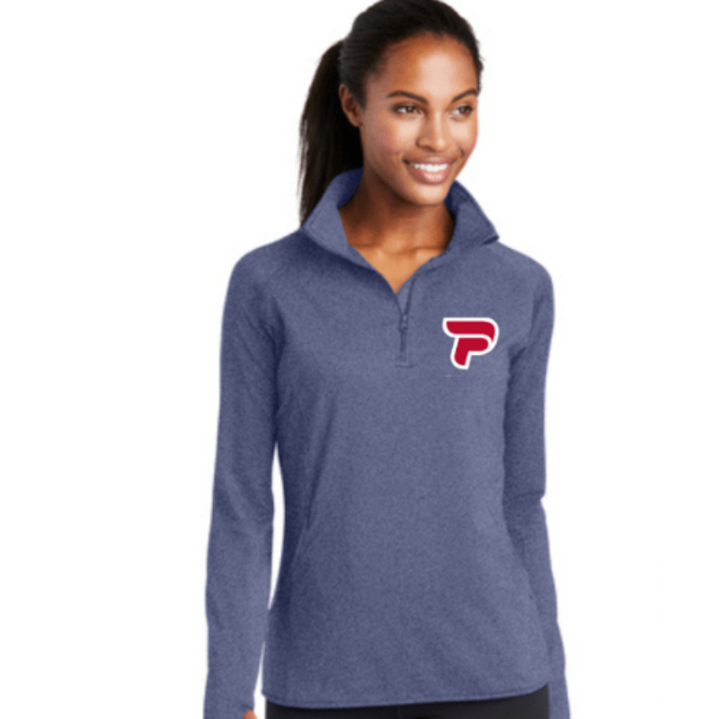 True Navy Heather Ladies Stretch 1/2-Zip Pullover  Main Image