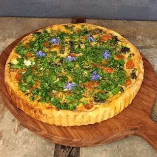 Large cherry tomato and bacon quiche - Gluten free available