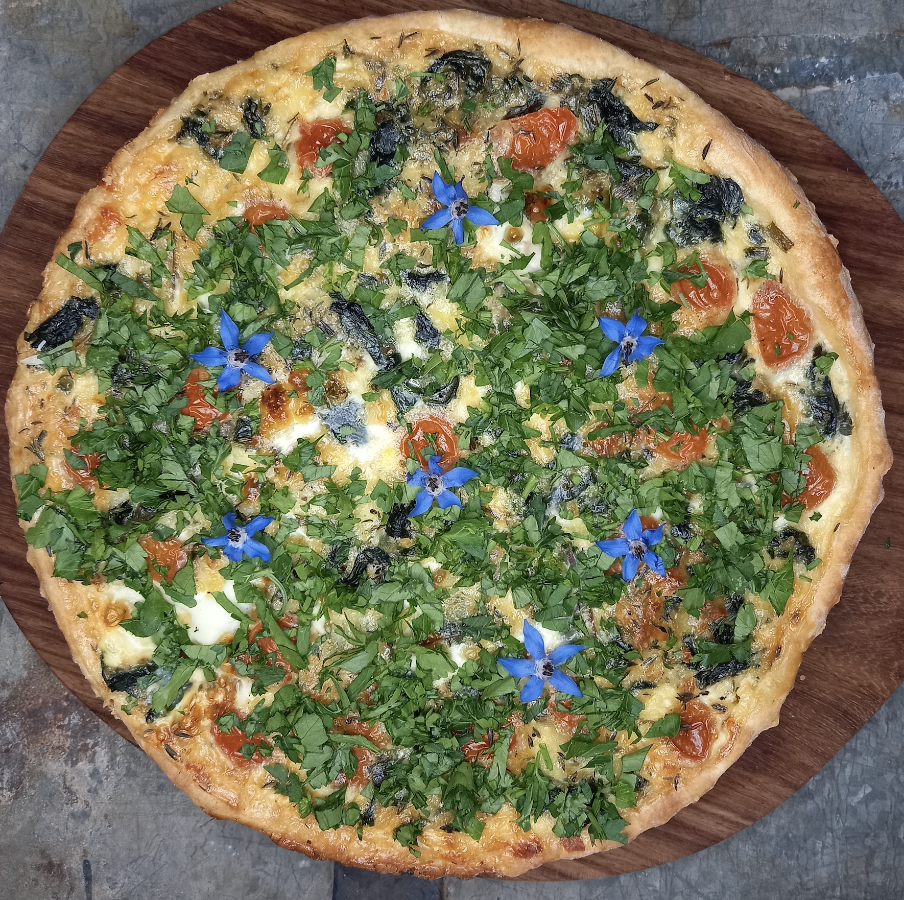 Large mushroom and thyme quiche - gluten free available