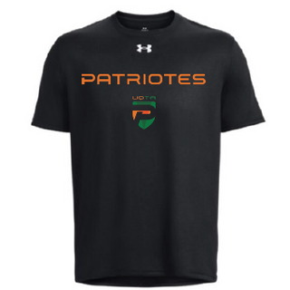 UA M's team tech shortsleeve- Noir- écriture Patriotes  Logo