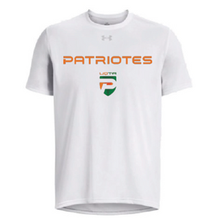 UA M's team tech shortsleeve- Blanc-écriture Patriotes  Logo