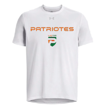 UA M's team tech shortsleeve- Blanc-écriture Patriotes  Logo Main Image