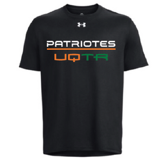 UA M's team tech shortsleeve- Noir- écriture Patriotes UQTR