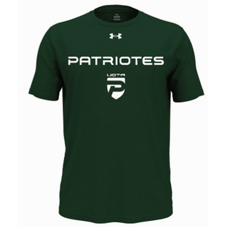 UA M's team tech shortsleeve- Vert-écriture Patriotes  Logo