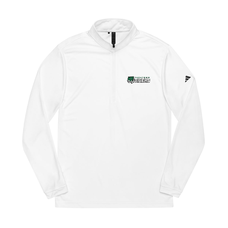 Tiger Logo Adidas Embroidered Quarter-Zip Pullover - White