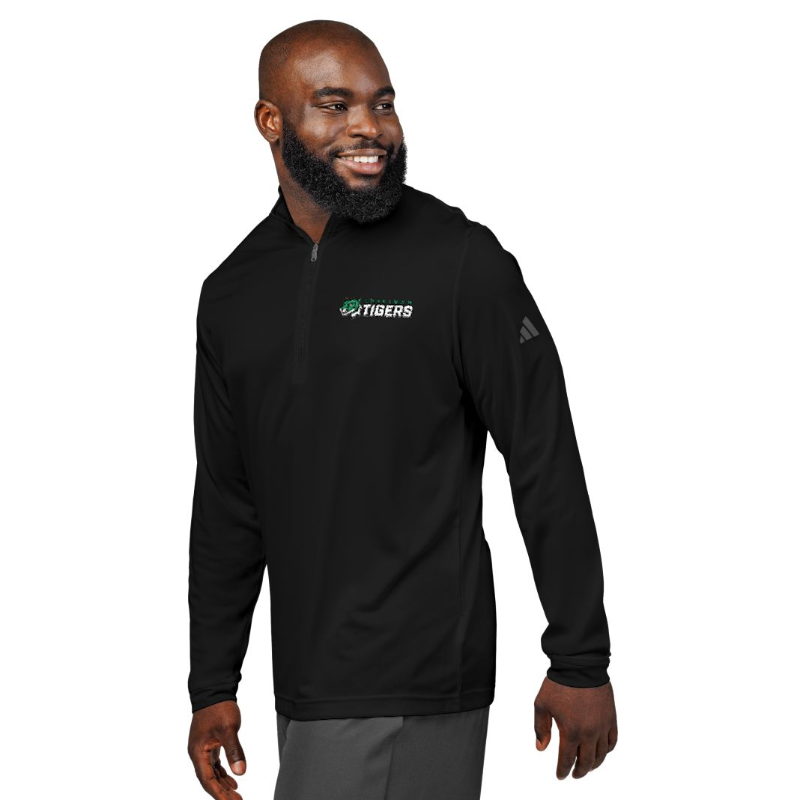 Tiger Logo Adidas Embroidered Quarter-Zip Pullover - Black