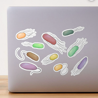 10 bacteria swimming sticker sheet (10 stickers! Great deal!)