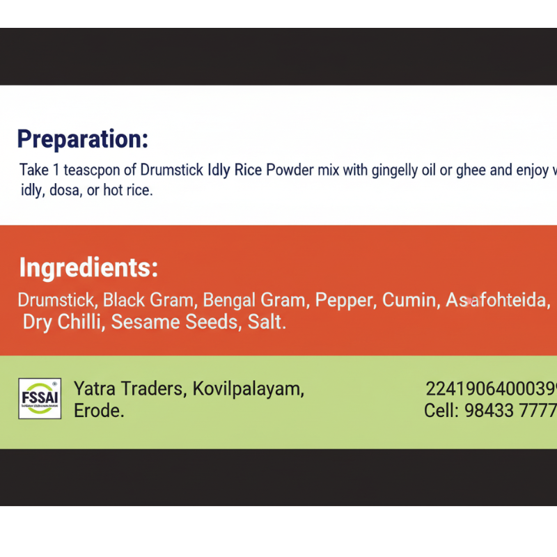 Drumstick Idly & Rice Podi - (100g)