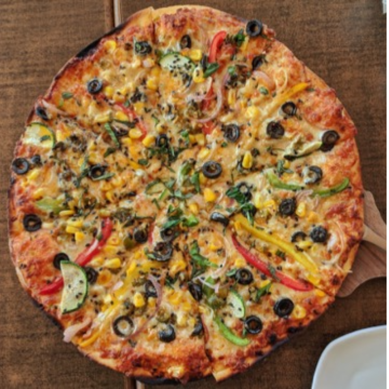 Fire roasted vegetable pizza