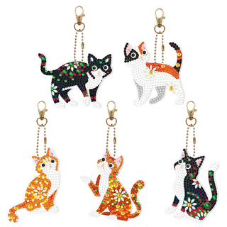 Kit Diamond Painting / Pack de 5 llaveros Gatos adorables | YSK105