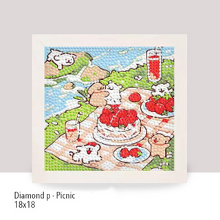 💎Kit Diamond Painting con marco 18x18cm: Picnic en el campo | DP185✨ NEW✨ 