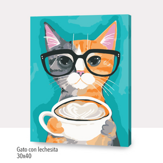 Kit Paint by numbers 30x40 Gato con lechecita | WC7022