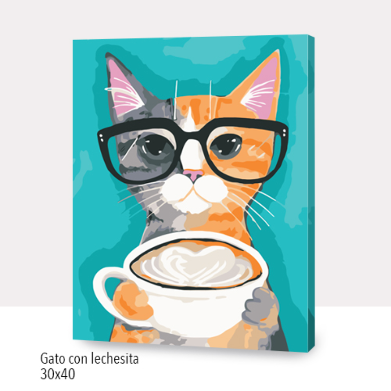 Kit Paint by numbers 30x40 Gato con lechecita | WC7022