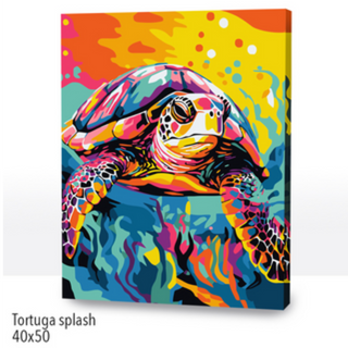 🎨Kit Paint by numbers con bastidor 40x50cm: Tortuga splash | WC2578