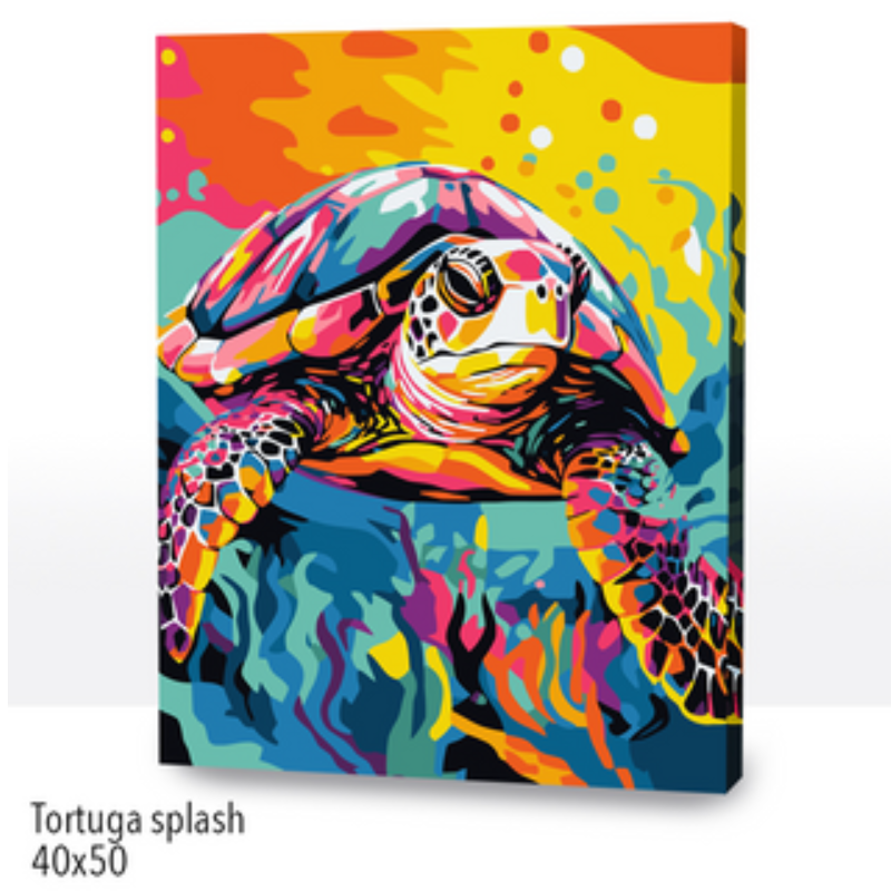🎨Kit Paint by numbers con bastidor 40x50cm: Tortuga splash | WC2578