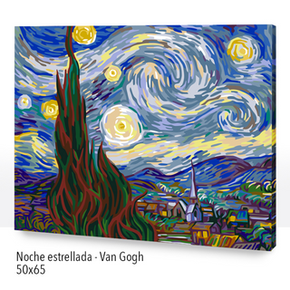 Kit Paint by numbers con bastidor 50x65cm: Noche estrellada - Van Gogh | WG3630