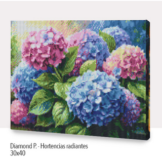 💎Kit Diamond Painting con bastidor 30x40cm:  Hortensias radiantes | WDF0826✨NEW✨