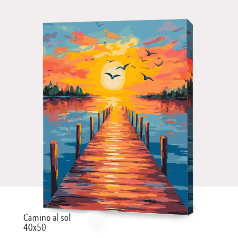 🎨Kit Paint by numbers con bastidor 40x50cm: Camino al sol| WC1526 ✨ NEW✨ 