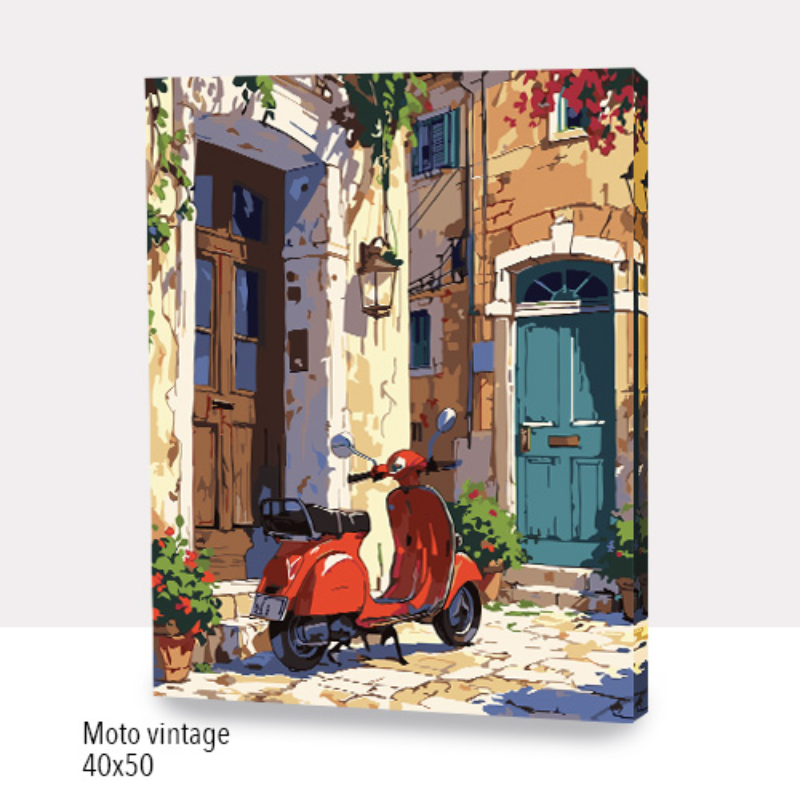 🎨Kit Paint by numbers con bastidor 40x50cm: Moto vintage | WC4426 ✨ NEW✨  