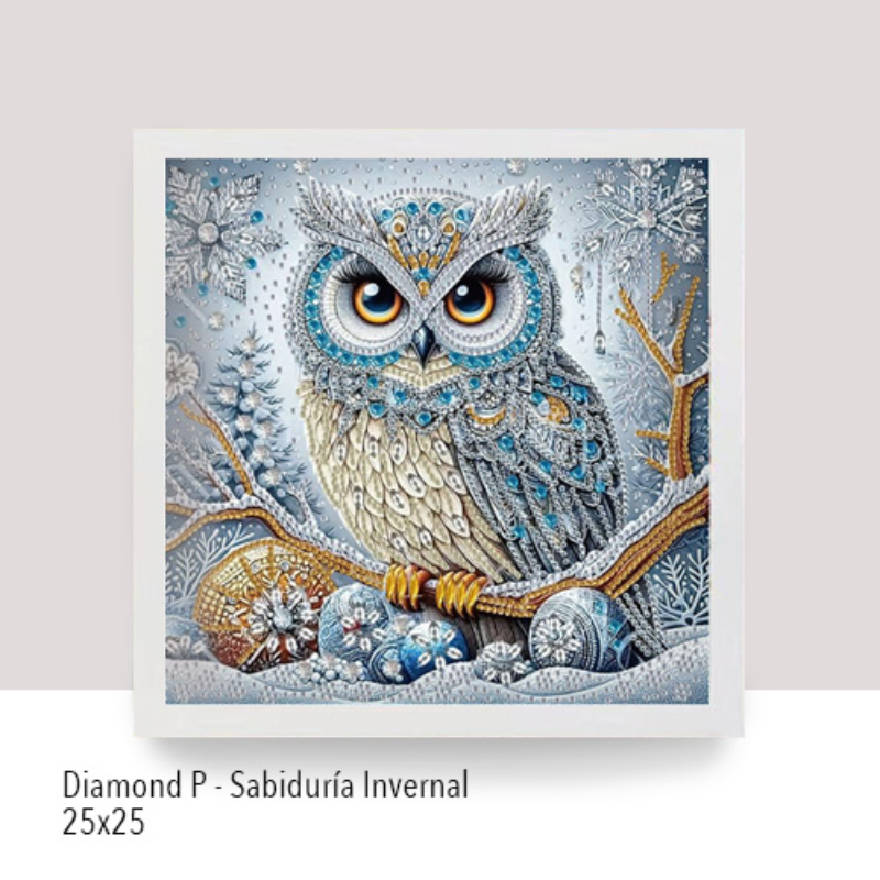 💎 Kit Diamond Painting con marco | Especial con cristales 25x25cm: Sabiduría Invernal DP252✨NEW✨