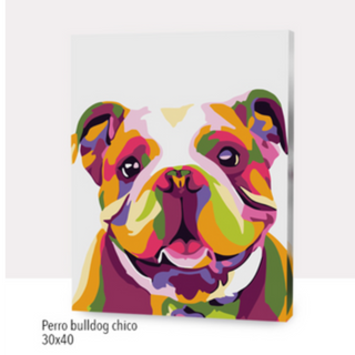 🎨Kit Paint by numbers con bastidor 30x40cm: Perro bulldog chico | WC7024✨ NEW✨