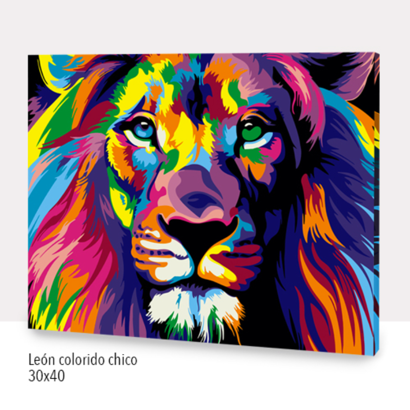 Kit Paint by numbers 30x40 León colorido chico | WC7025