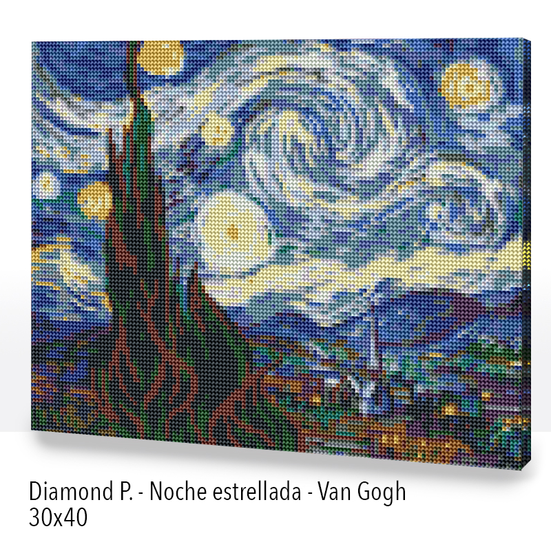 Kit Diamond Painting con bastidor 30x40 Noche estrellada - Van Gogh | WDF1912