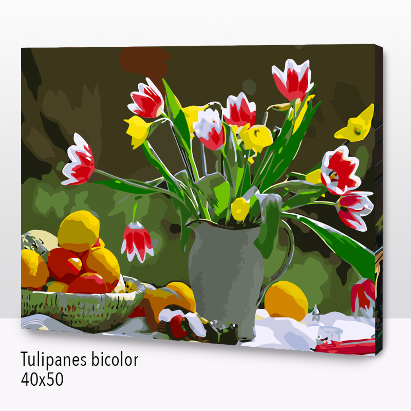 Kit Paint by number  Tulipanes bicolor  WC1011 Large Image