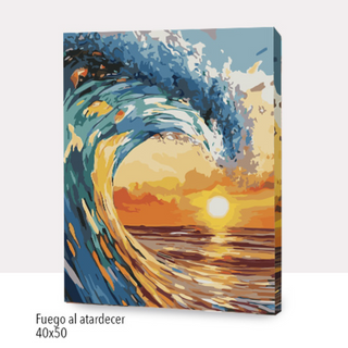🎨Kit Paint by numbers con bastidor 40x50cm: Fuego al atardecer | WC1426 ✨ NEW✨ 