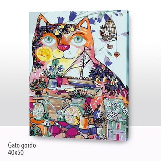Kit Paint by number Gato gordo | WC1014