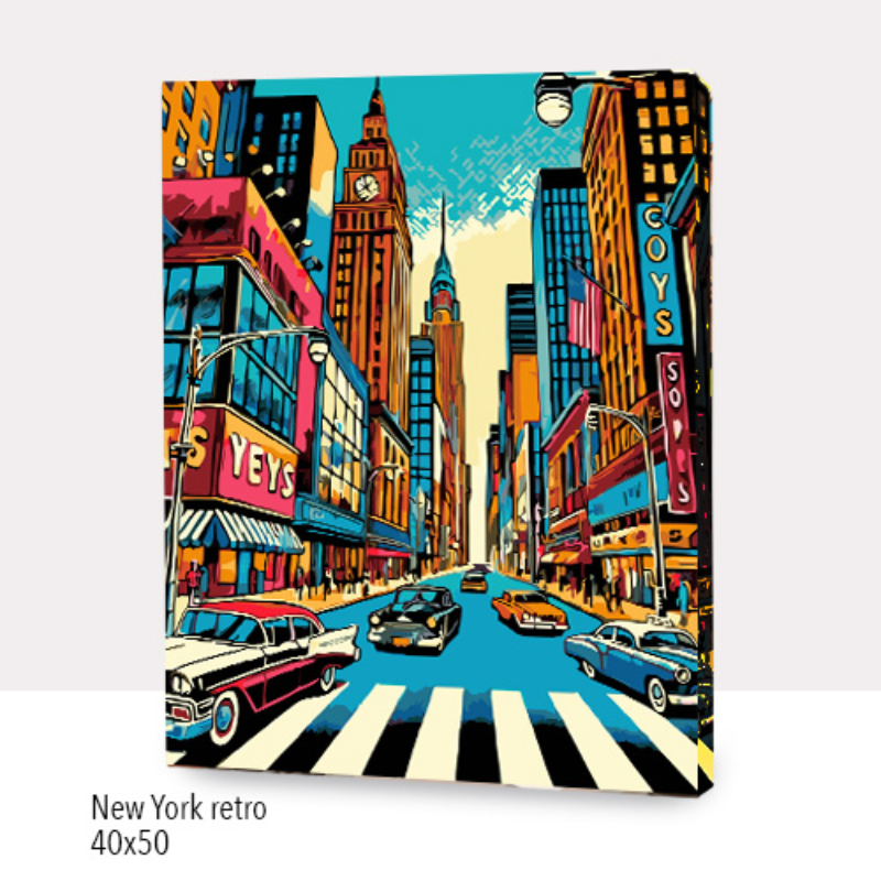 🎨Kit Paint by numbers con bastidor 40x50cm: New York retro | WC2226 ✨ NEW✨  