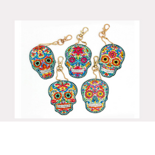 💎 Kit Creativo | Kit Diamond Painting | Pack de 6 llaveros: Calaveras Mexicanas👻✨| YSK042✨NEW✨