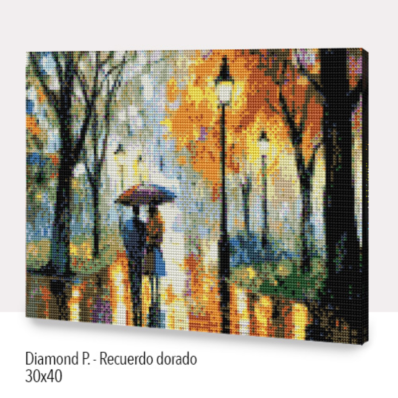 💎Kit Diamond Painting con bastidor 30x40cm: Recuerdo dorado  | WDF0326 ✨NEW✨