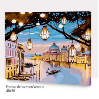 🎨Kit Paint by numbers con bastidor 40x50cm: Festival de luces en Venecia | WC1012