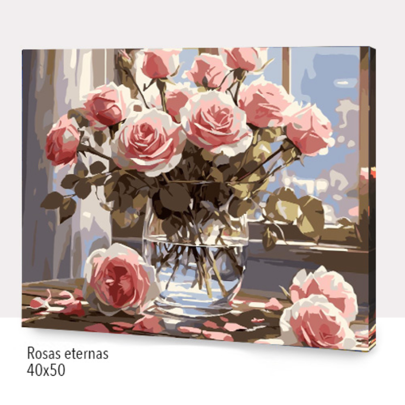 🎨Kit Paint by numbers con bastidor 40x50cm: Rosas eternas | WC4626✨ NEW✨ 