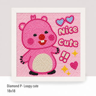 💎Kit Diamond Painting con marco 18x18cm: Loopy cute | DPS-070 ✨ NEW✨