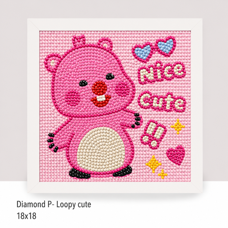 💎Kit Diamond Painting con marco 18x18cm: Loopy cute | DPS-070 ✨ NEW✨